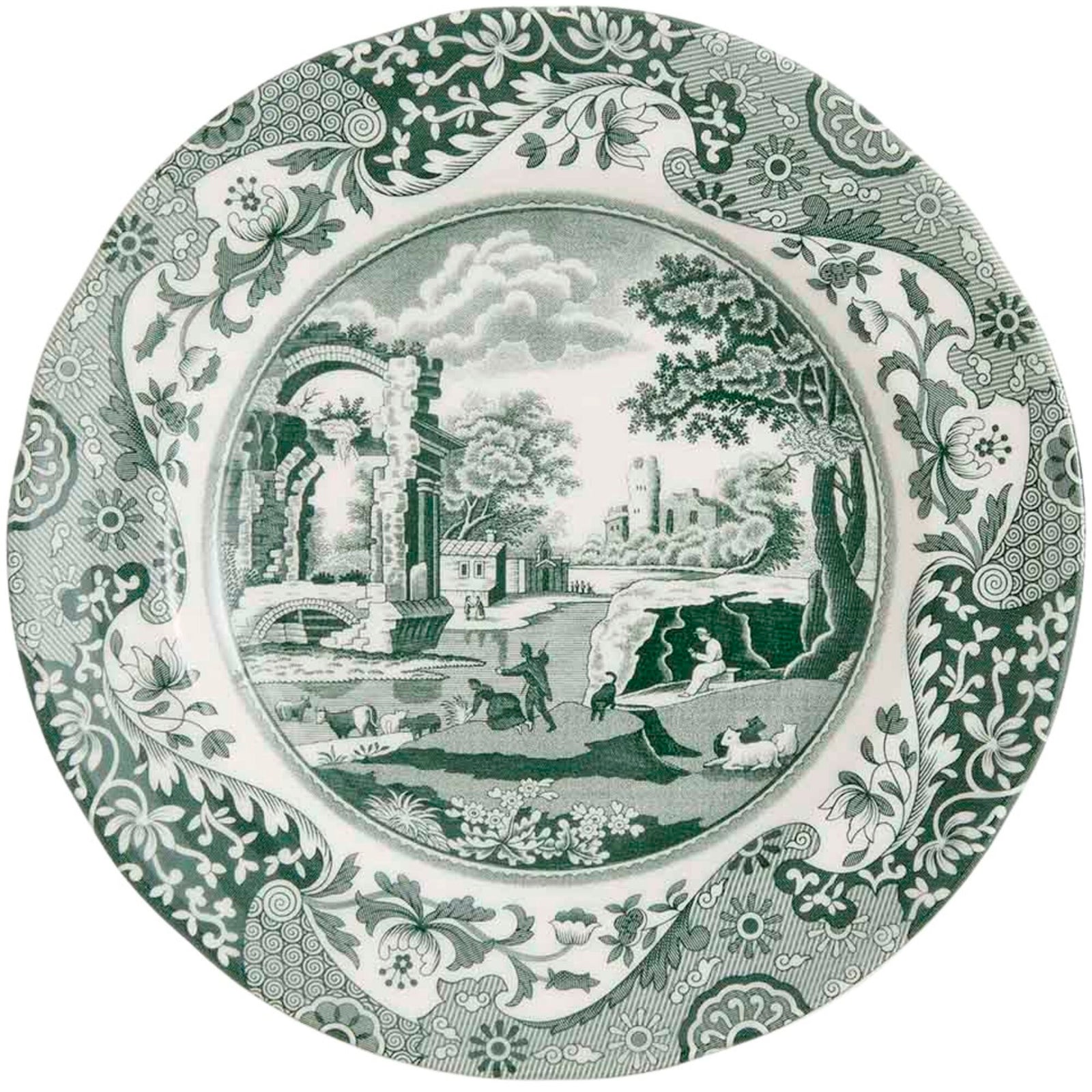 Spode Spode Heritage Green Italian tallerken 20 cm, grøn/hvid ❤ detaljebillede (Madtallerken)