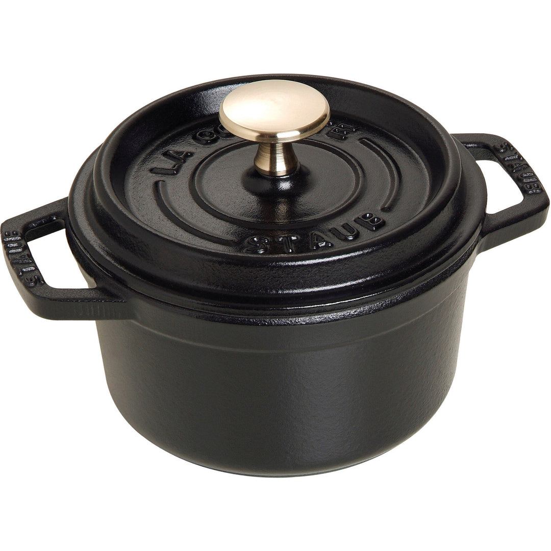 Staub Staub La Cocotte Rund cocotte 14cm. 0,8 liter, sort – frontbillede (Sauterpander)