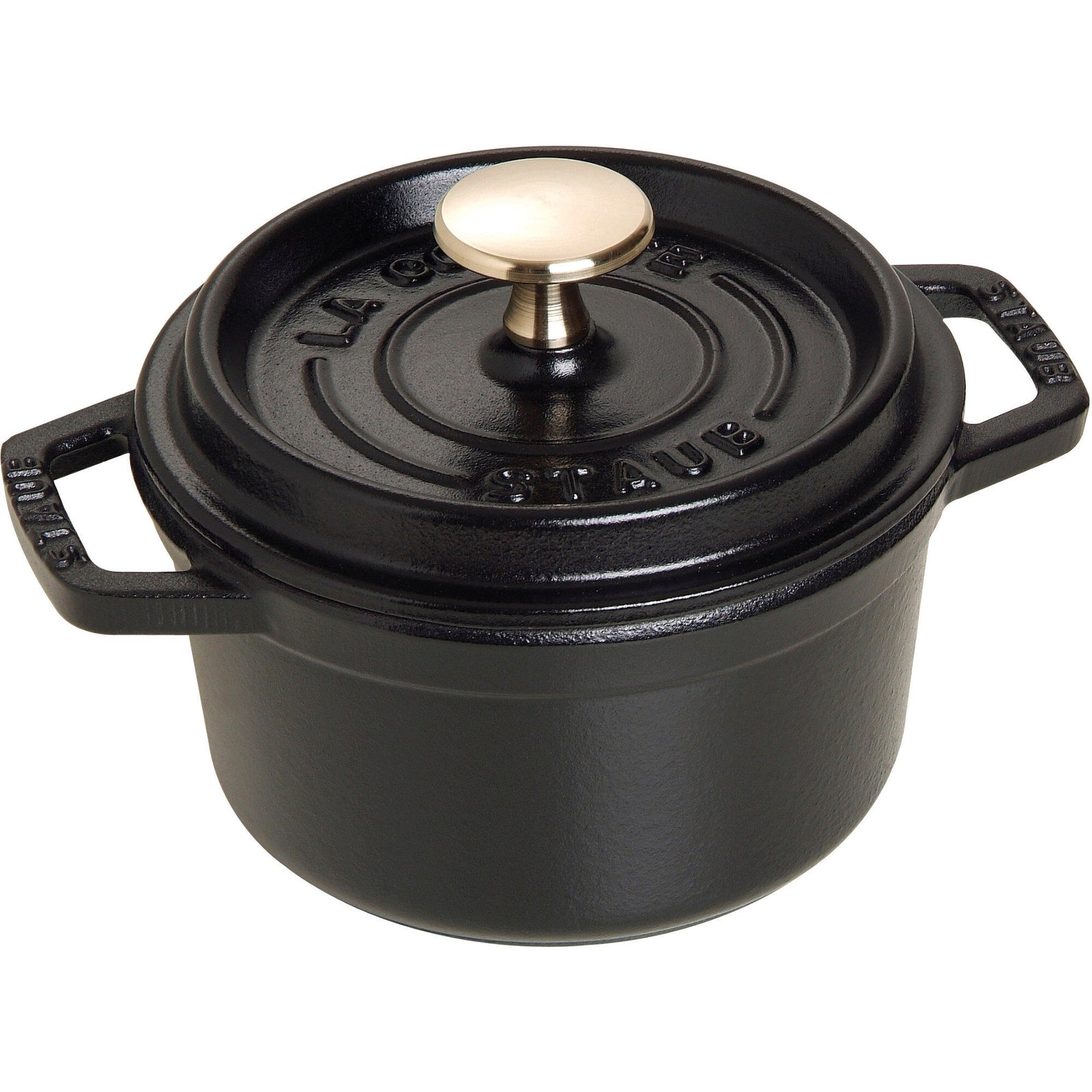 Staub Staub La Cocotte Rund cocotte 14cm. 0,8 liter, sort – frontbillede (Sauterpander)