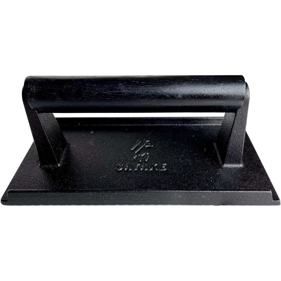 Satake Satake Grillpresser støbejern, træhåndtag ❤ billede i brug (Grilltilbehør)