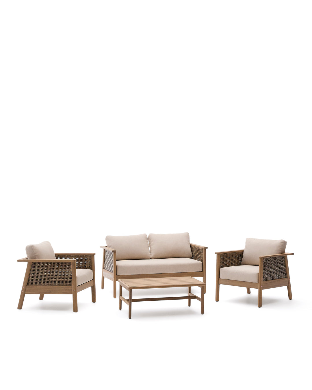 KAVE HOME Alabe udendørs loungesæt m. 2-pers. sofa 2 lænestole 1 sofabord og hynder akacietræ