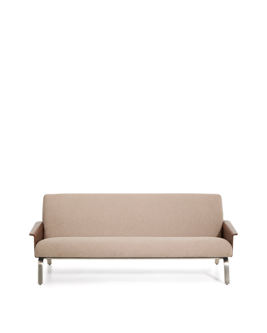 KAVE HOME Amsen 3 pers. sofa lysebrun chenille valnøddekrydsfiner børstet rustfrit stål 190cm