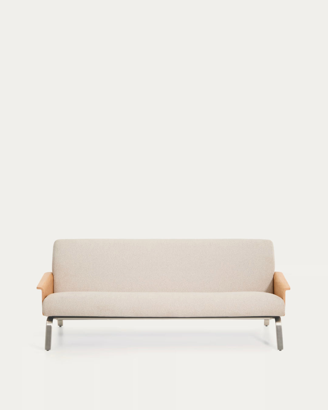 KAVE HOME Amsen 3 pers. sofa beige chenille egetræskrydsfiner børstet rustfrit stål 190cm