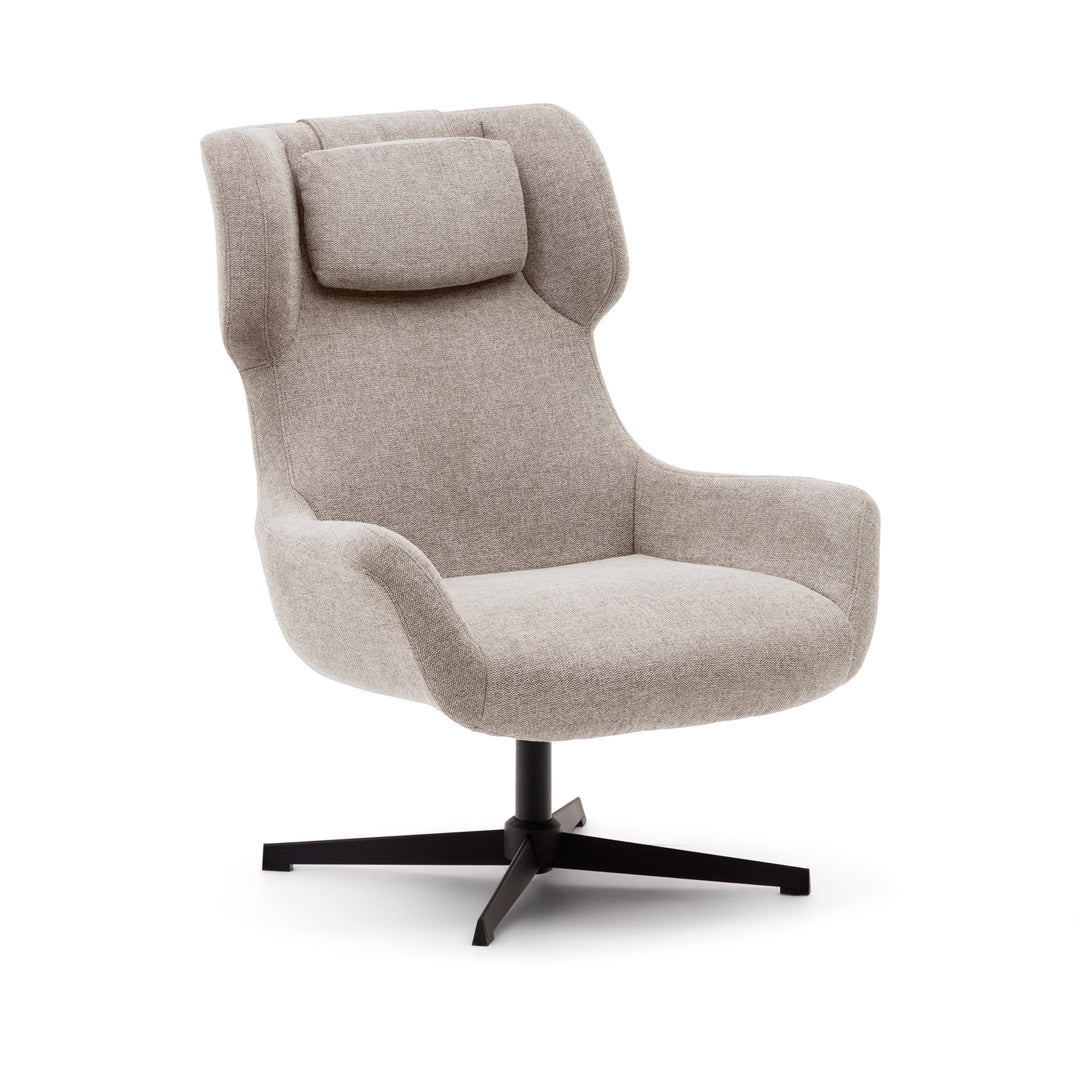 KAVE HOME Zalina drejestol m. armlæn beige chenille og sort stål