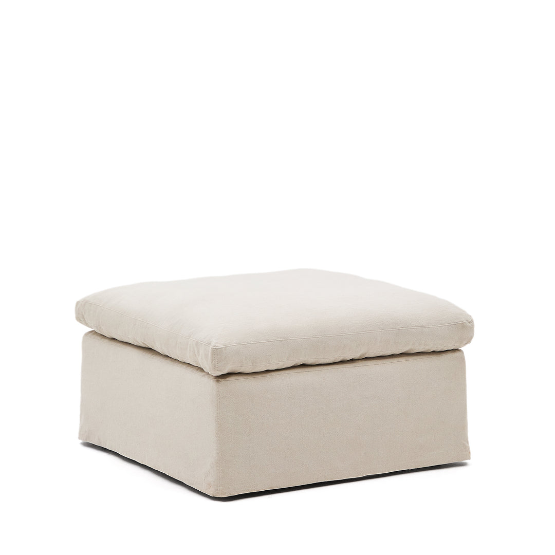KAVE HOME Zenira fodstøtte m. aftageligt betræk kvadratisk beige bomuld og hør 90x90