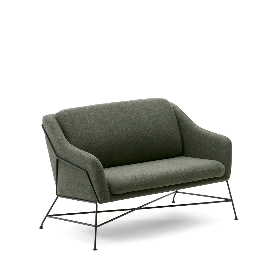 KAVE HOME Brida 2 pers. sofa grøn stof og sort stål