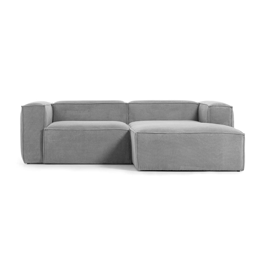KAVE HOME Blok sofa m. højre chaiselong grå fløjl