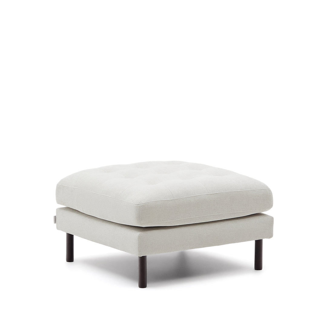 KAVE HOME Debra fodskammel kvadratisk perlemor chenille med ben i wengéfinish 80x80