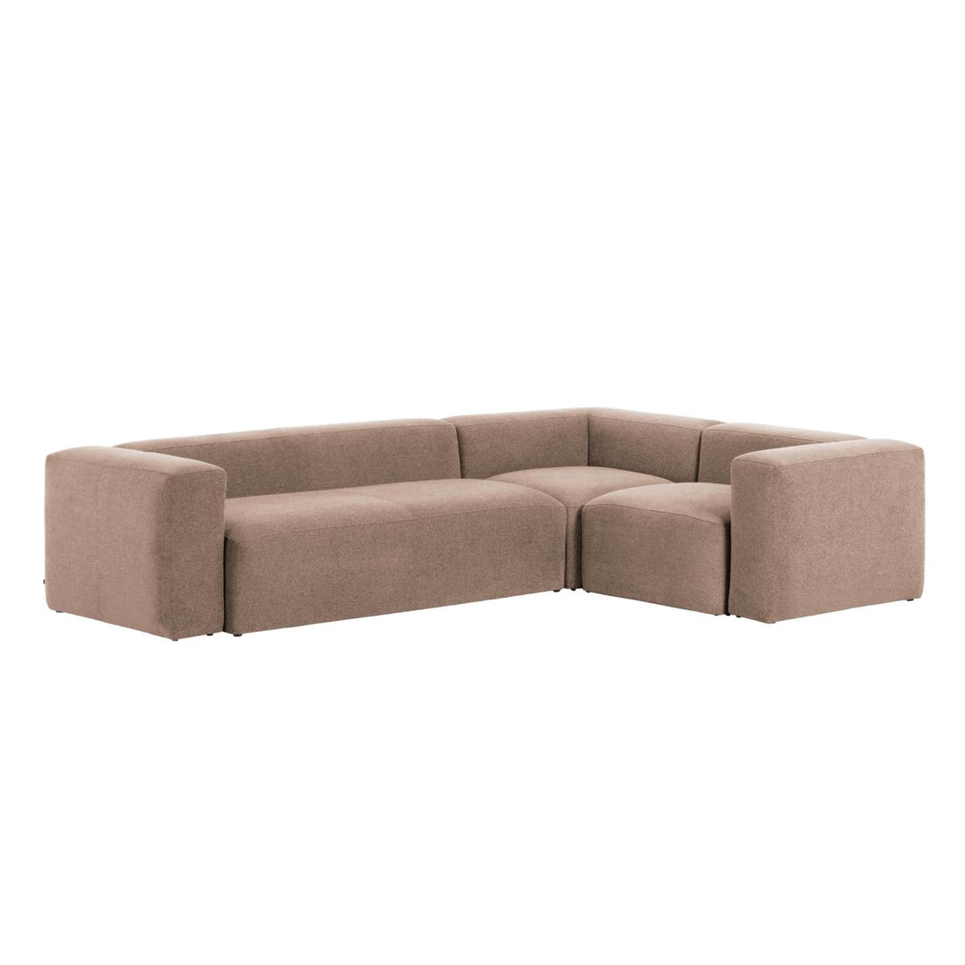 Produktbillede af KAVE HOME Blok 4 pers. hjørnesofa lyserød stof 320x230 i premium kvalitet