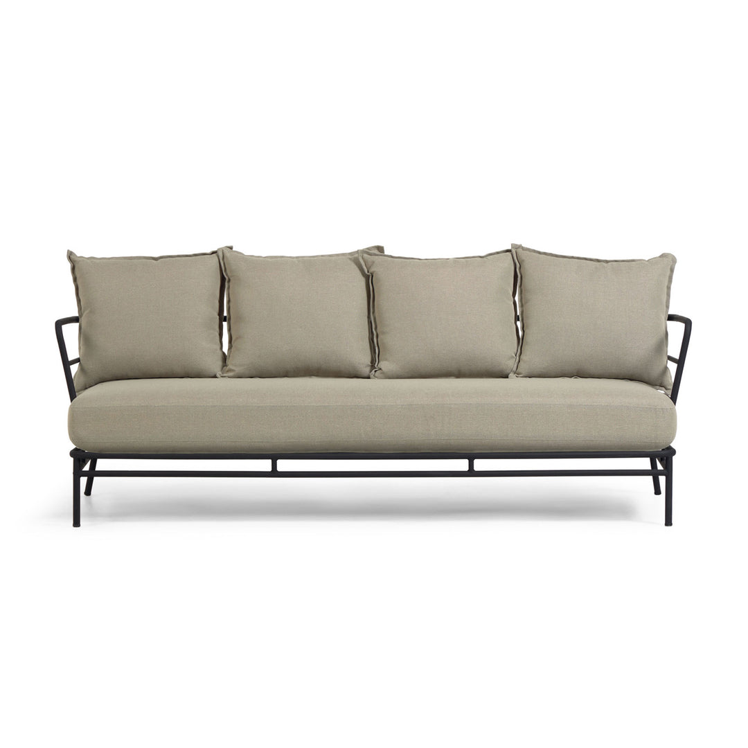 KAVE HOME Mareluz 3 pers. havesofa m. hynder grå stof og sort stål