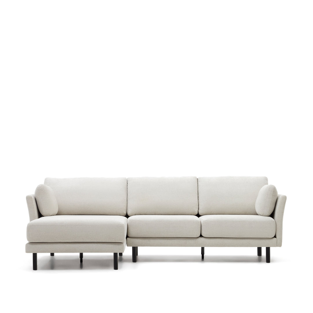 KAVE HOME Gilma 3 pers. sofa m. højre/venstre chaiselong perlemor chenille og sorte ben 260cm