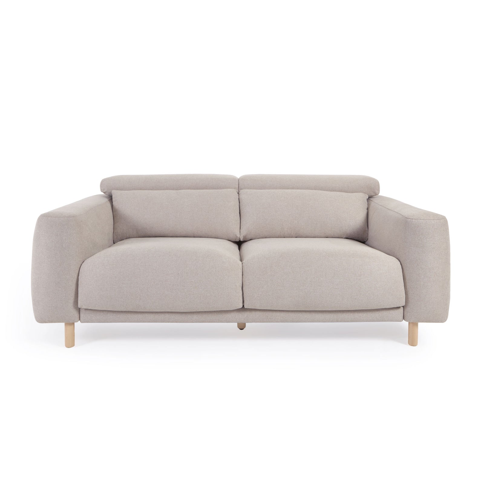 Produktbillede af KAVE HOME Singa 3 pers. sofa beige stof og natur bøgetræ i premium kvalitet