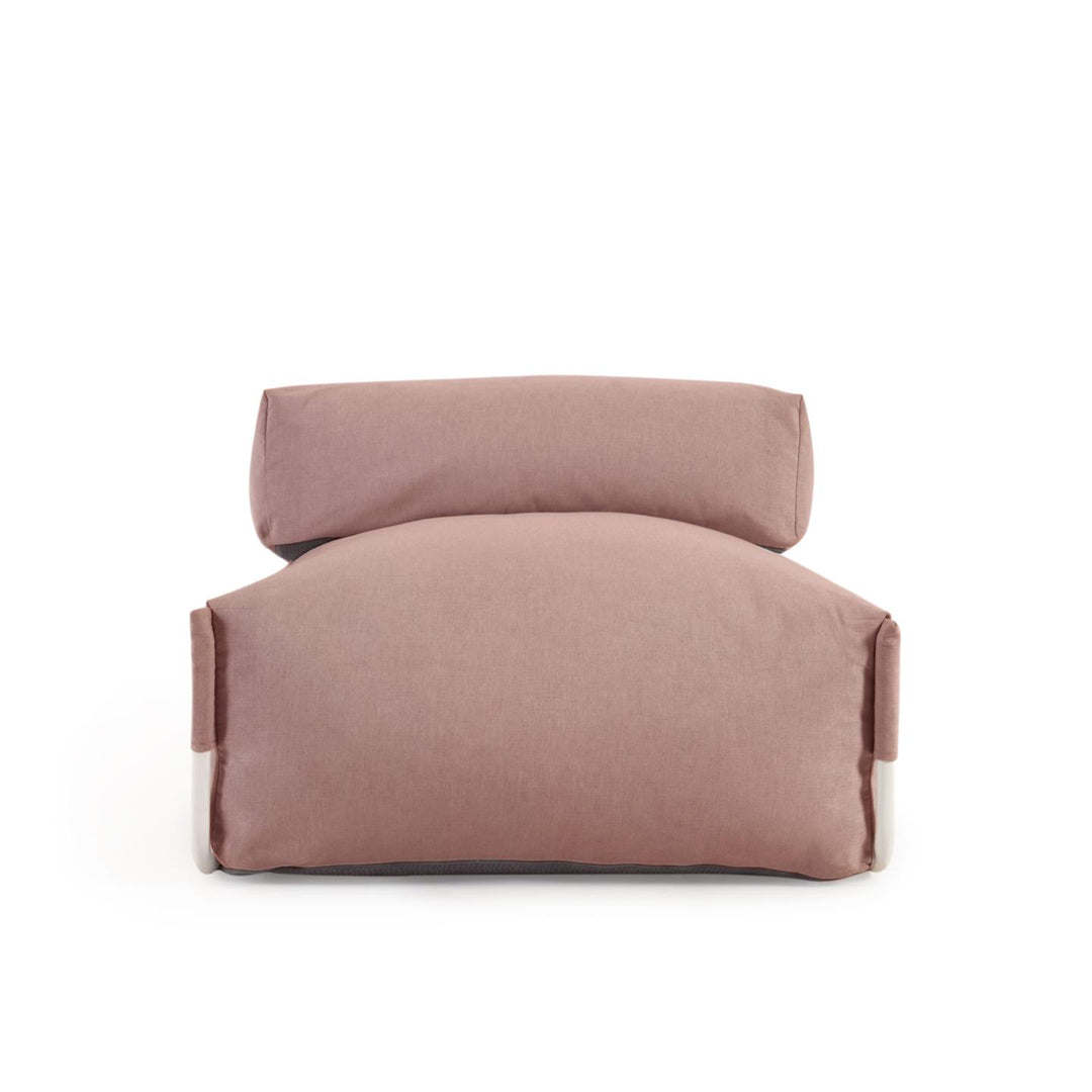 KAVE HOME Square modulopbygget udendørs sofapuf m. ryglæn terracotta stof hvid aluminium 101x101