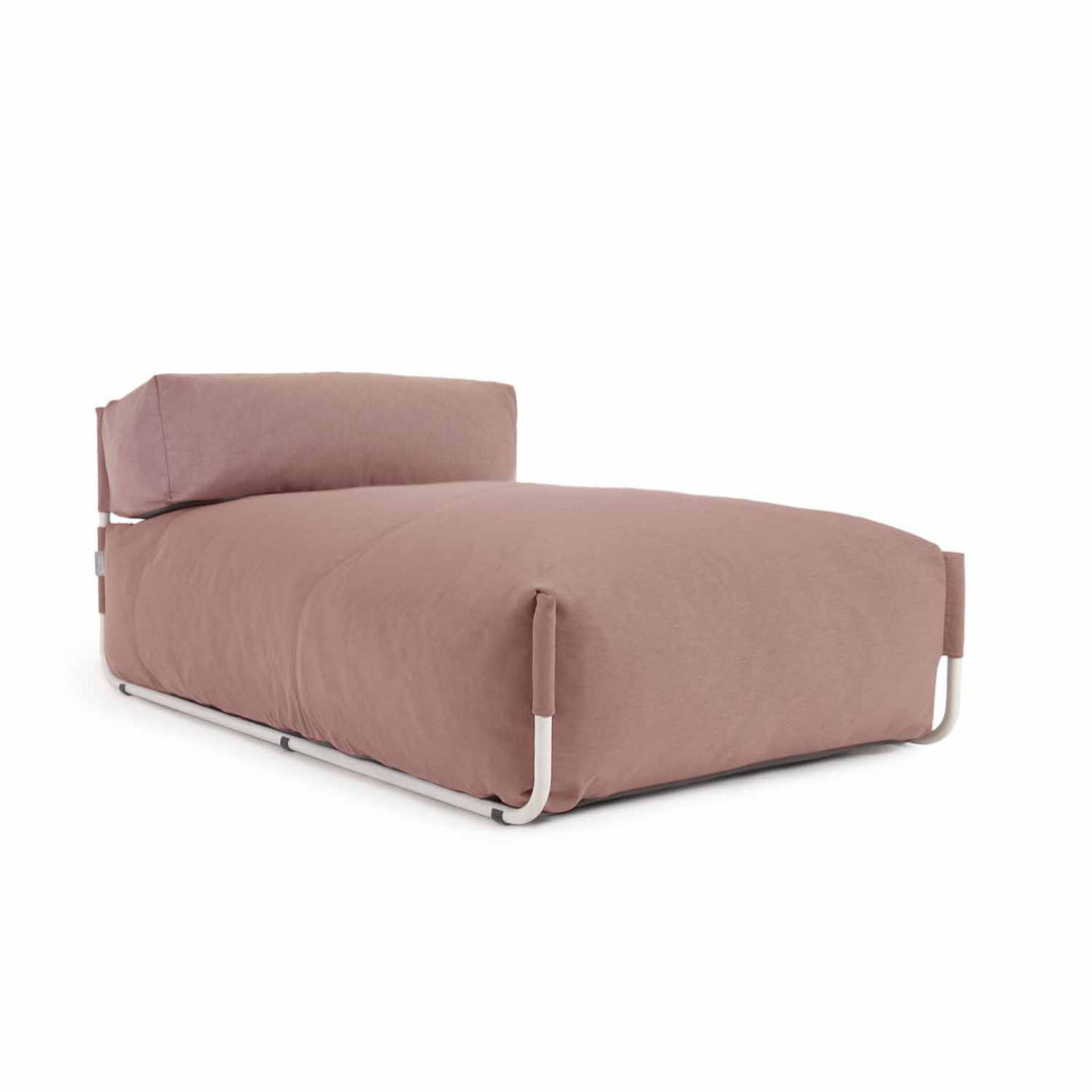 KAVE HOME Square chaiselong modul til havesofa -m. ryglæn terracotta stof hvid aluminium 165x101
