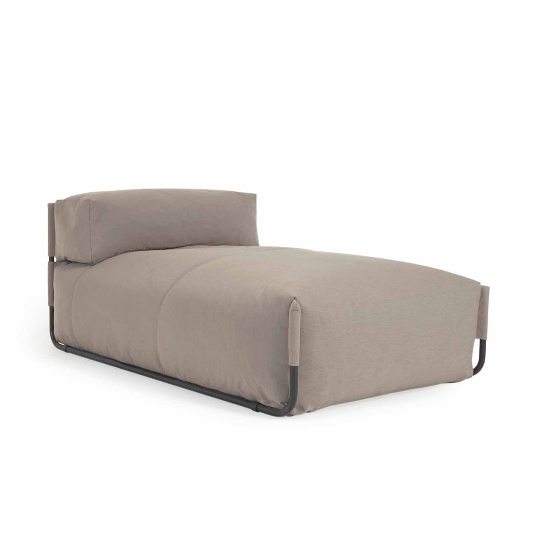 KAVE HOME Square chaiselong modul til havesofa m. ryglæn grøn stof og sort aluminium 165x101
