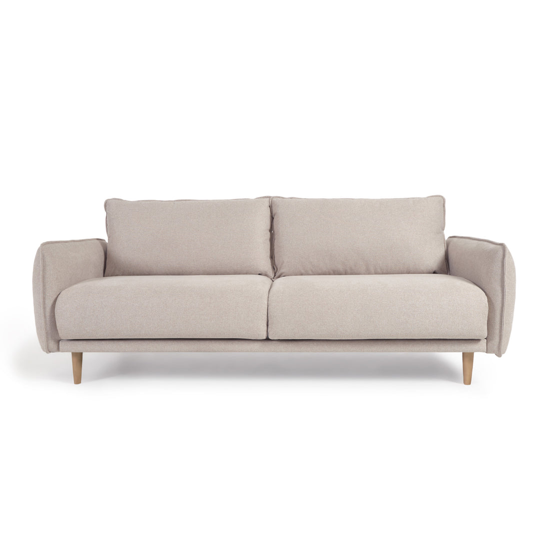 KAVE HOME Carlota 3 pers. sofa beige chenille stof og natur fyrretræ