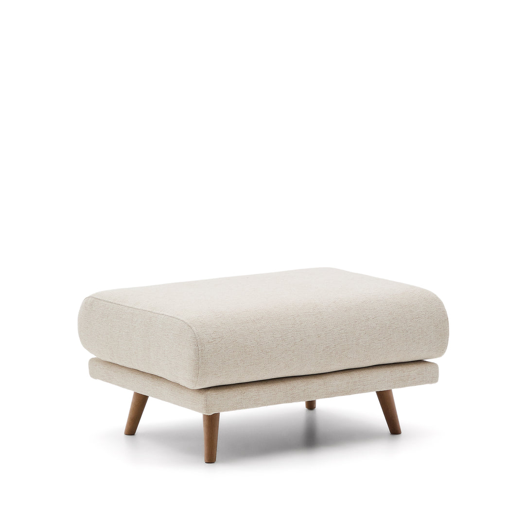 Produktbillede af KAVE HOME Karin fodskammel rektangulær beige chenille og bøgetræ 90x70 i premium kvalitet