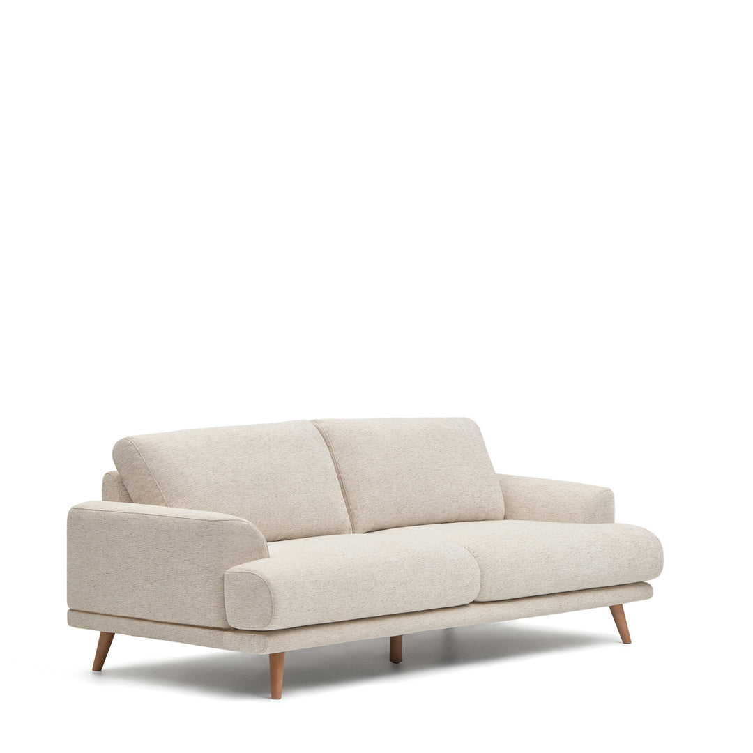 Produktbillede af KAVE HOME Karin 3 pers. sofa beige stof og natur bøgetræ i premium kvalitet