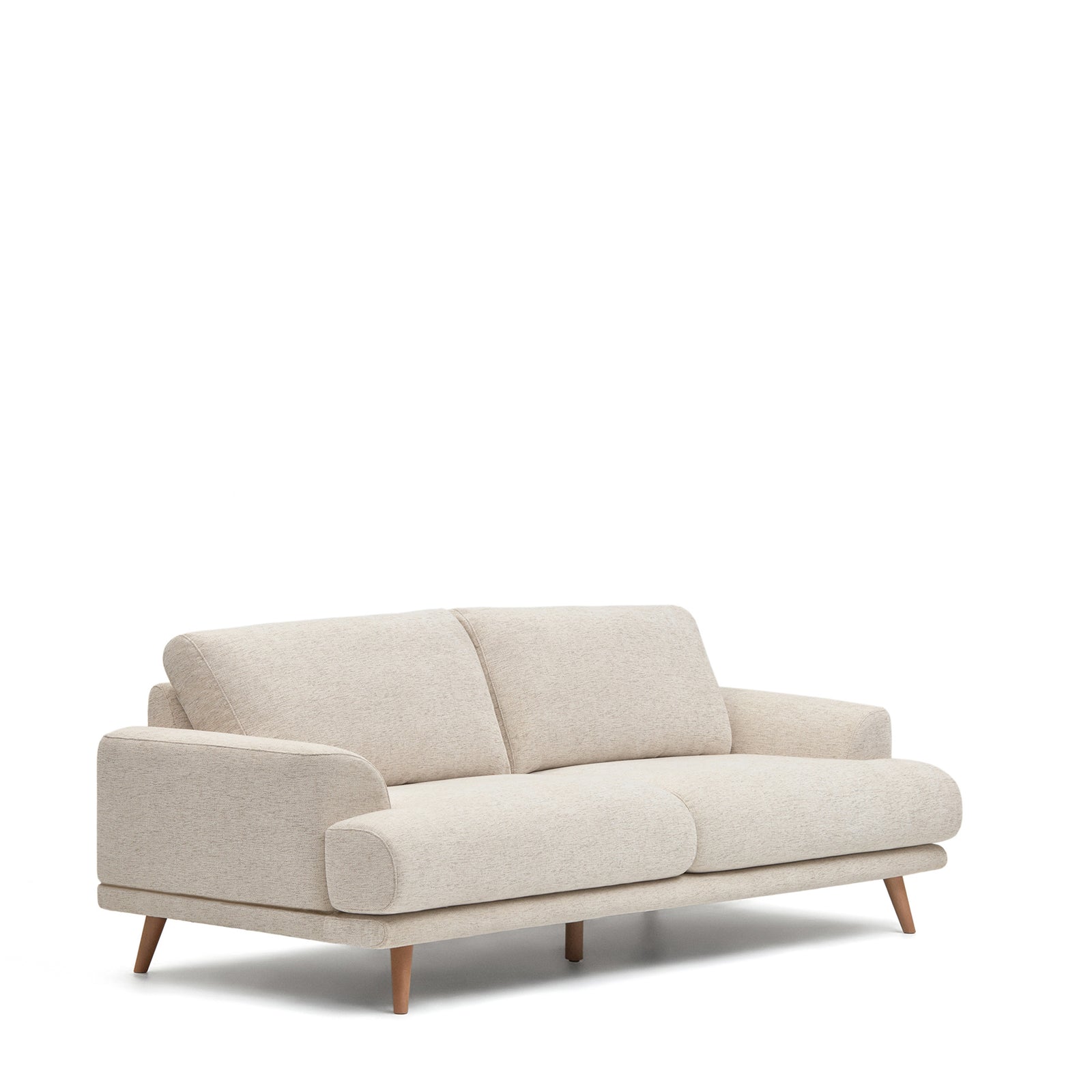 Produktbillede af KAVE HOME Karin 3 pers. sofa beige stof og natur bøgetræ i premium kvalitet