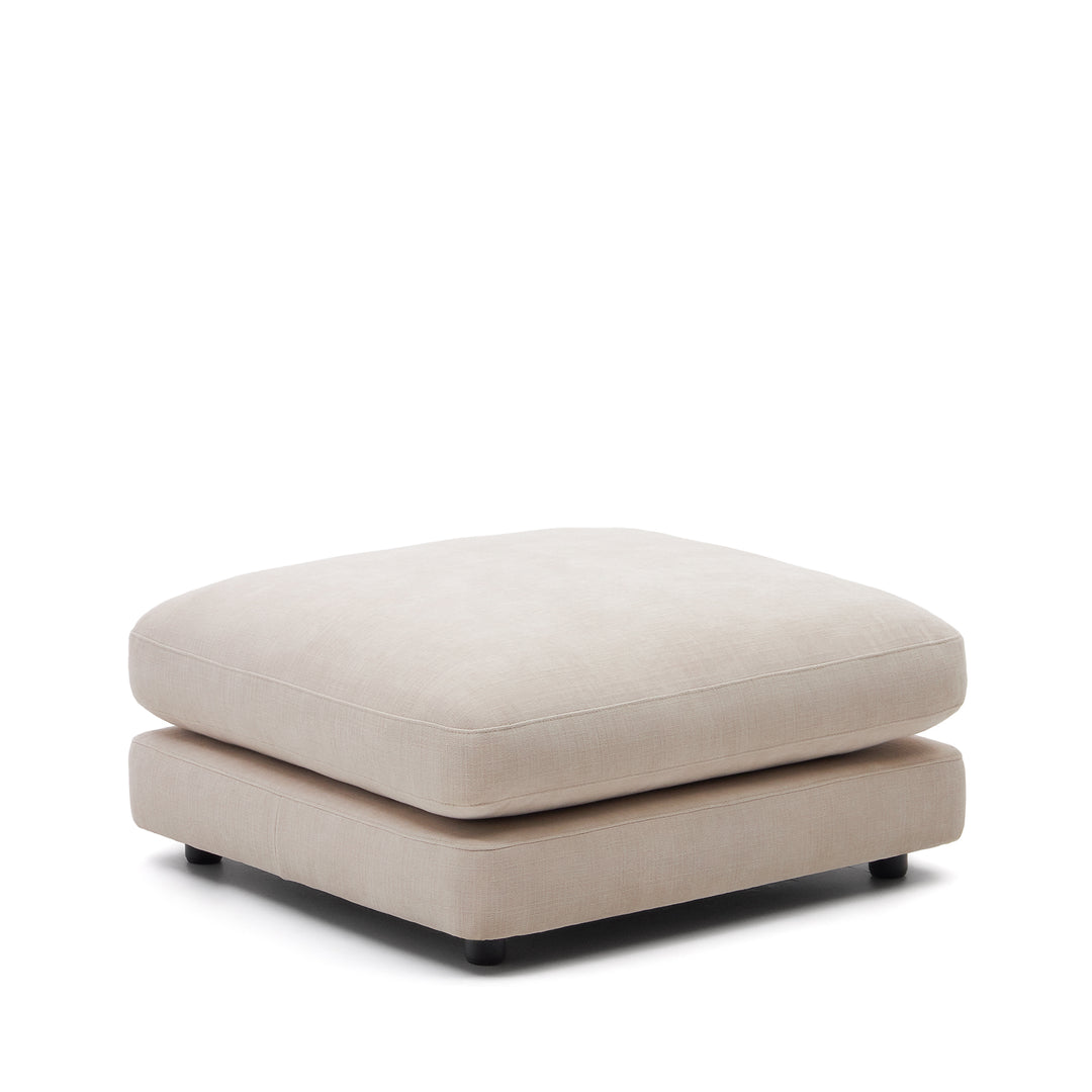 KAVE HOME Gala fodskammel kvadratisk beige stof 90x90