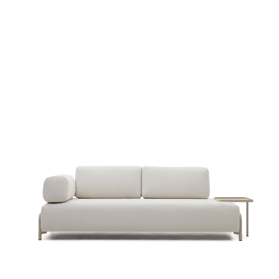 KAVE HOME Compo 3 pers. sofa m. stor bakke beige chenille med grå metalstruktur 232cm