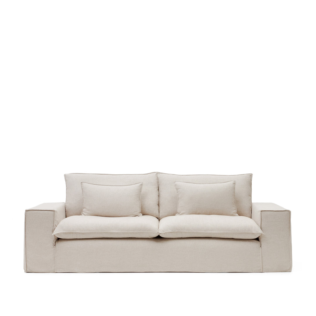 Produktbillede af KAVE HOME Anarela 3 pers. sofa m. aftageligt betræk beige hørhynder 280cm i premium kvalitet
