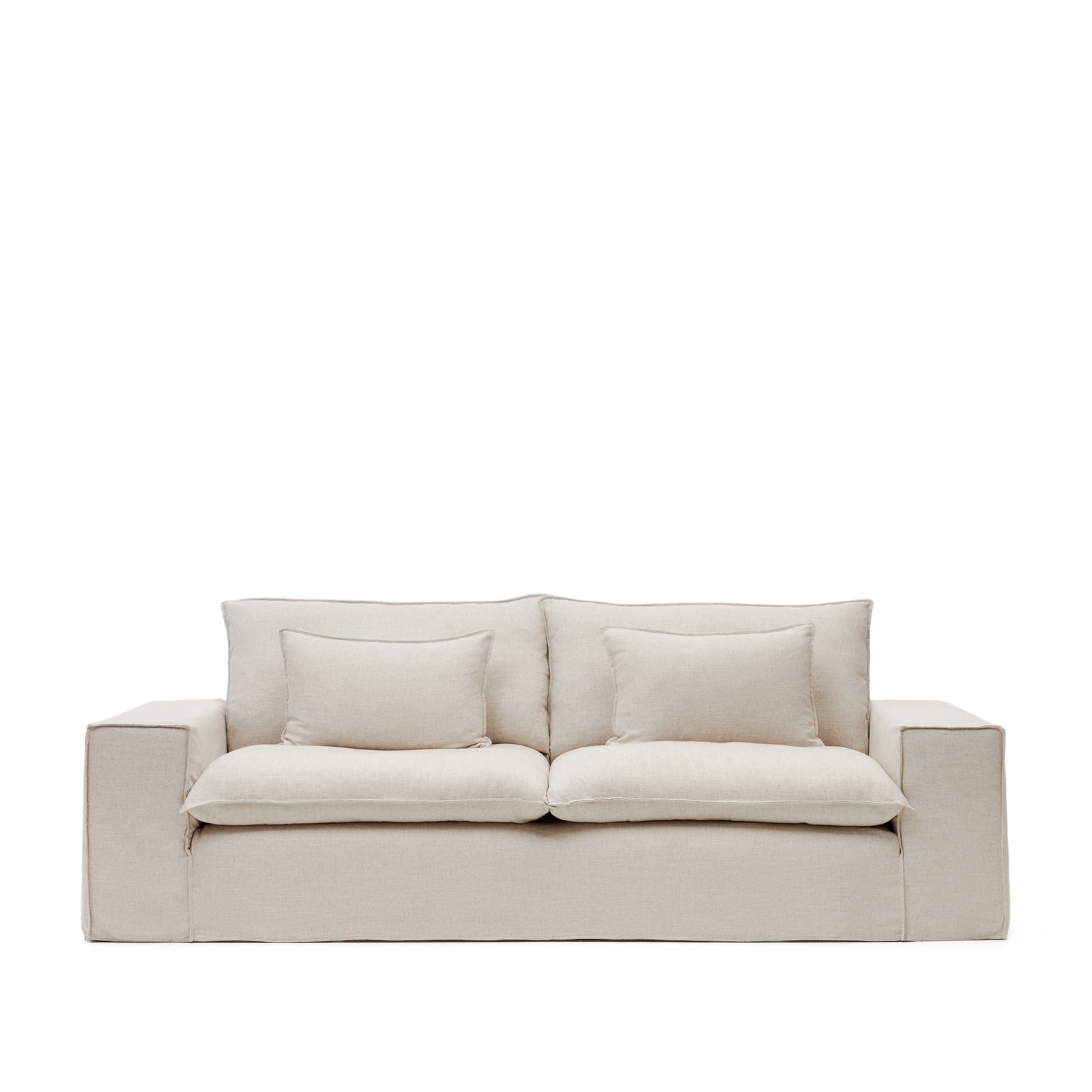 Produktbillede af KAVE HOME Anarela 3 pers. sofa m. aftageligt betræk beige hørhynder 280cm i premium kvalitet