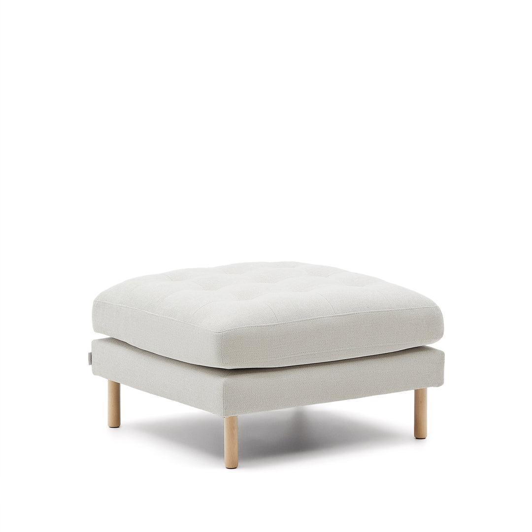 KAVE HOME Debra fodskammel kvadratisk perlemor chenille med naturben 80x80