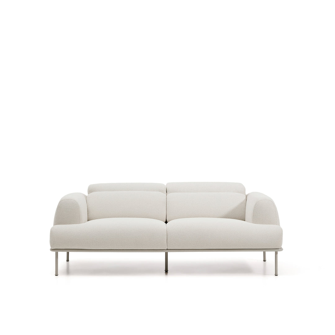 KAVE HOME Aurum 2-pers sofa m. bevægelig nakkestøtte ecru chenille og mat beige metal