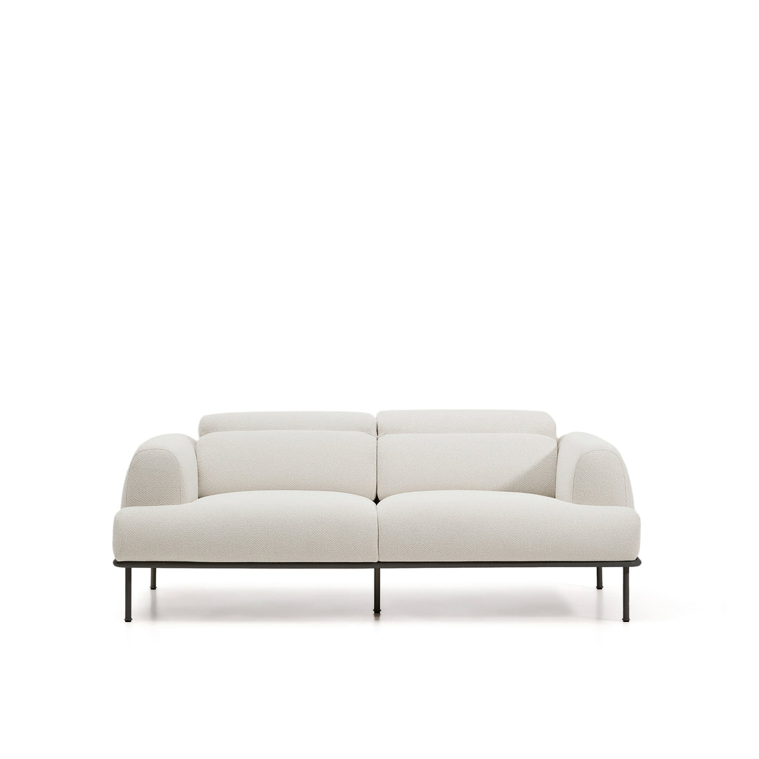 KAVE HOME Aurum 2-pers sofa m. bevægelig nakkestøtte ecru chenille og mat grå metal