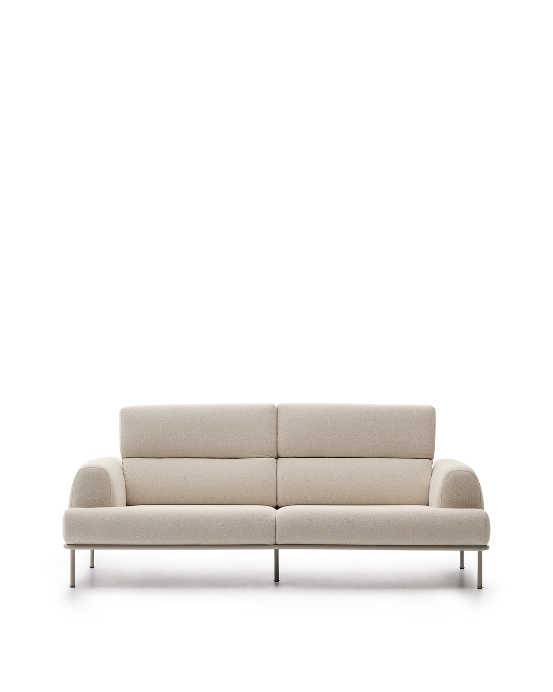 Produktbillede af KAVE HOME Aurum 3 pers. sofa m. nakkestøtte creme stof og mat grå metal B:234cm i premium kvalitet