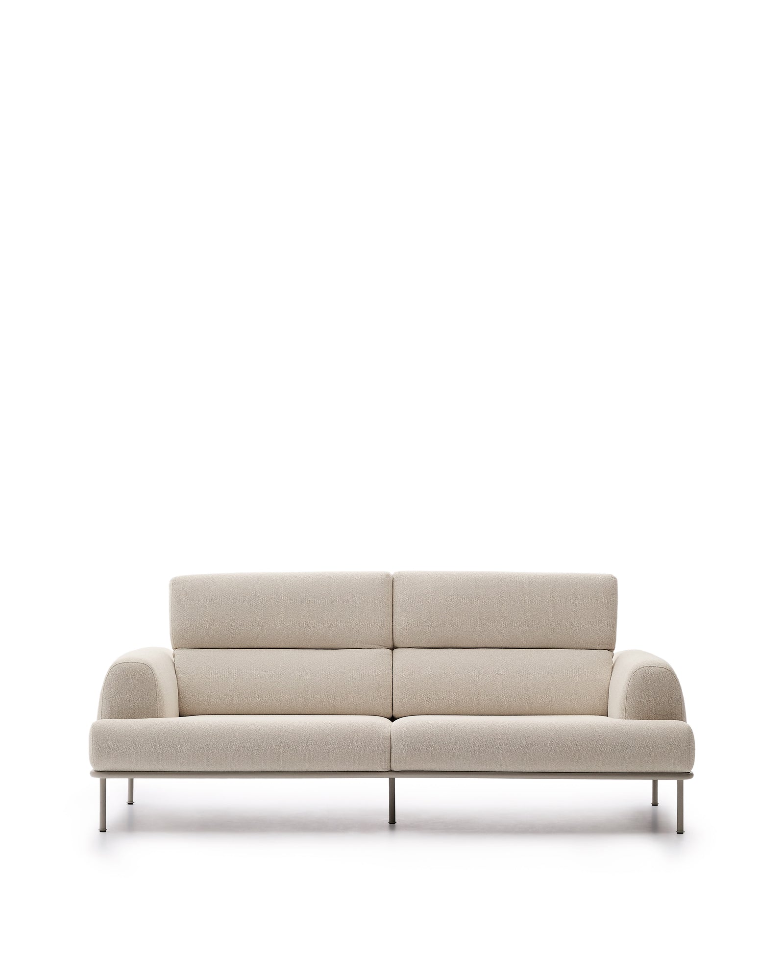 Produktbillede af KAVE HOME Aurum 3 pers. sofa m. nakkestøtte creme stof og mat grå metal B:234cm i premium kvalitet
