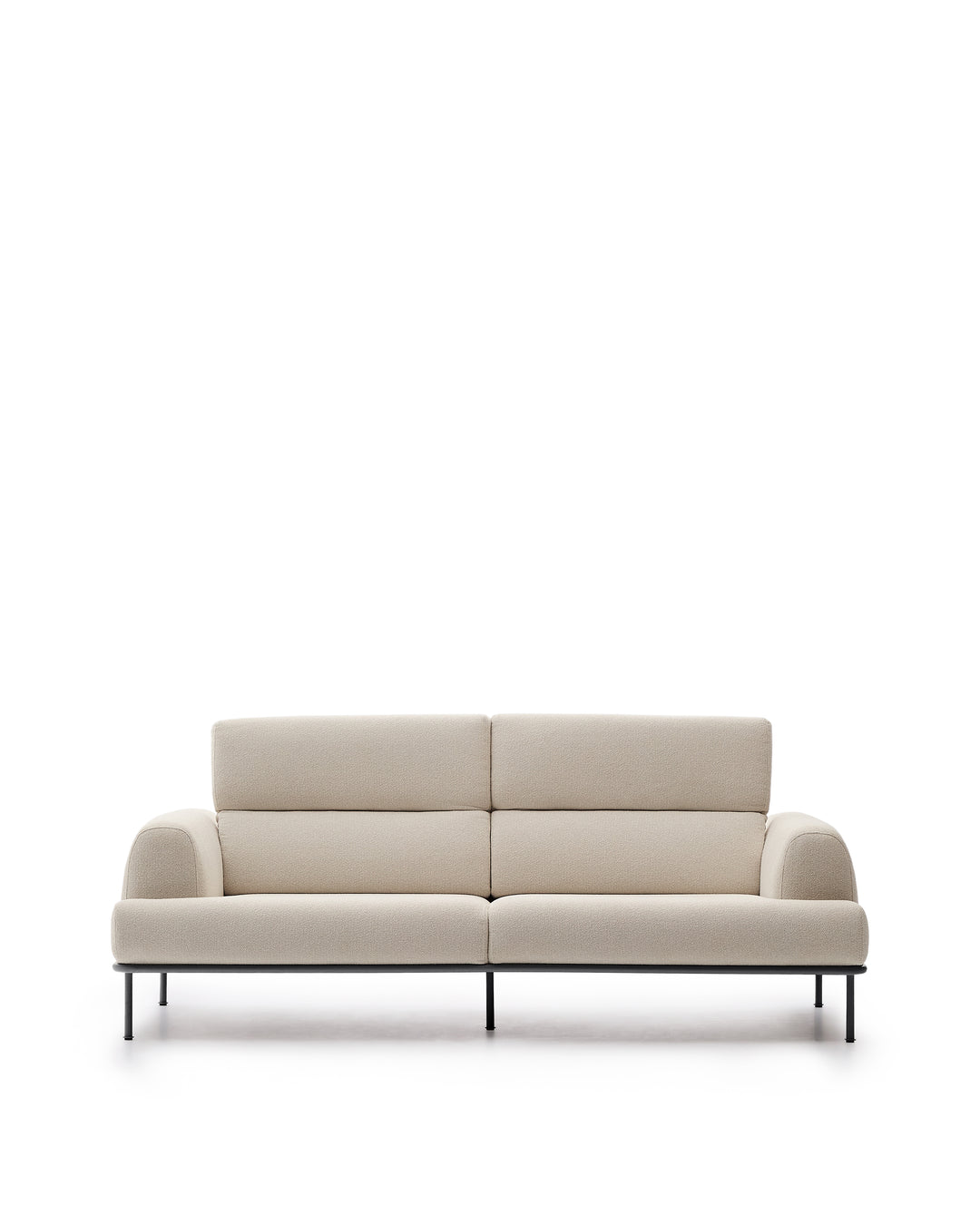 Produktbillede af KAVE HOME Aurum 3-pers. sofa m. tilbagelænet nakkestøtte ecru chenille og matgrå metal 234cm i premium kvalitet