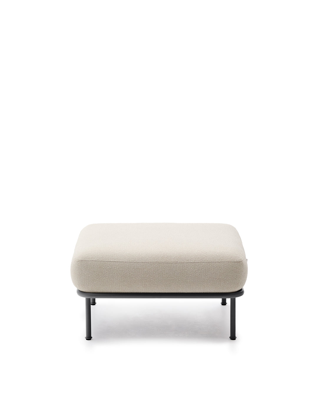 KAVE HOME Aurum fodstøtte kvadratisk ecru chenille og matgrå metal 85x85