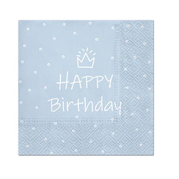 Servietter ' Happy Birthday' Lys Blå 33 x 33 Cm 20 Stk. ❤ Kæmpe udvalg i Godan ❤ Billig fragt og hurtig levering 2 - 5 hverdage - Varenummer: BAR-774194 / Ean: '5906360517576 på lager - Udsalg på Fest | Sæson Fester | Fødselsdag Spar op til 51% - Over 1112 kendte brands på udsalg