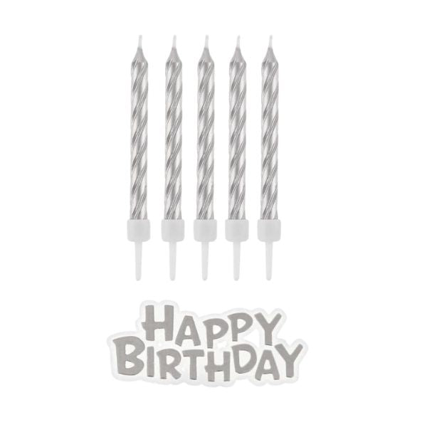 Produktbillede af Fødselsdagslys B&C Happy Birthday Sølv 16 Stk. på tilbud i brug