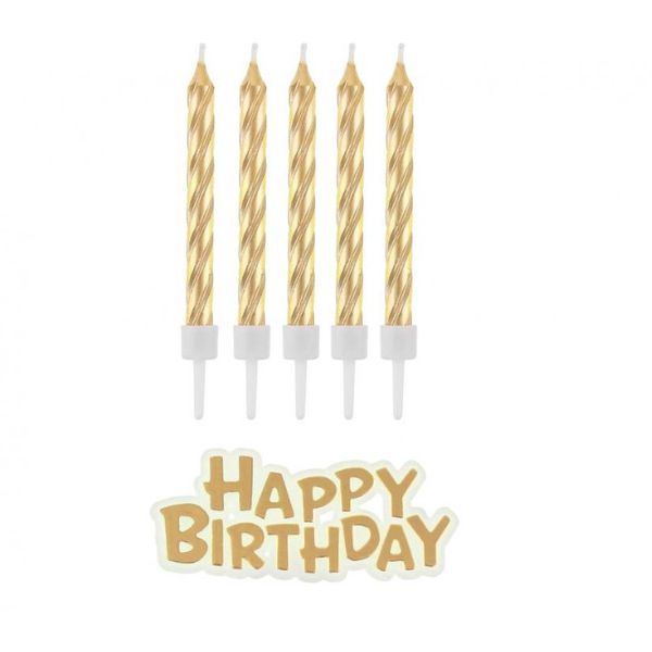 Produktbillede af Fødselsdagslys B&C Happy Birthday Guld 16 Stk. på tilbud i brug