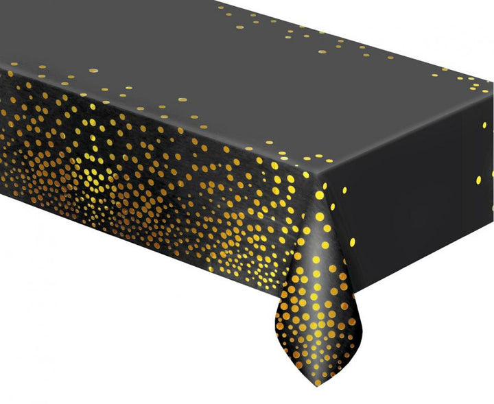 Produktbillede af Folieborddug B&C Med Guldprikker Sort 137x183 Cm på tilbud i premium kvalitet