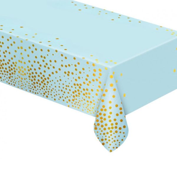 Produktbillede af Foliedug B&C Med Guld Prikker Lyseblå 137x183 Cm på tilbud i brug