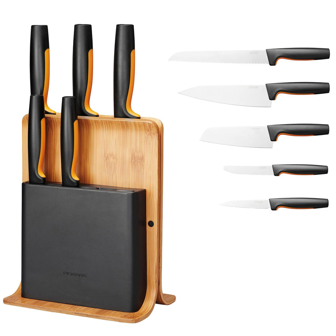 Fiskars Fiskars Functional Form knivblok med 5 knive, bambus ❤ detaljebillede i kategorien Knivsæt