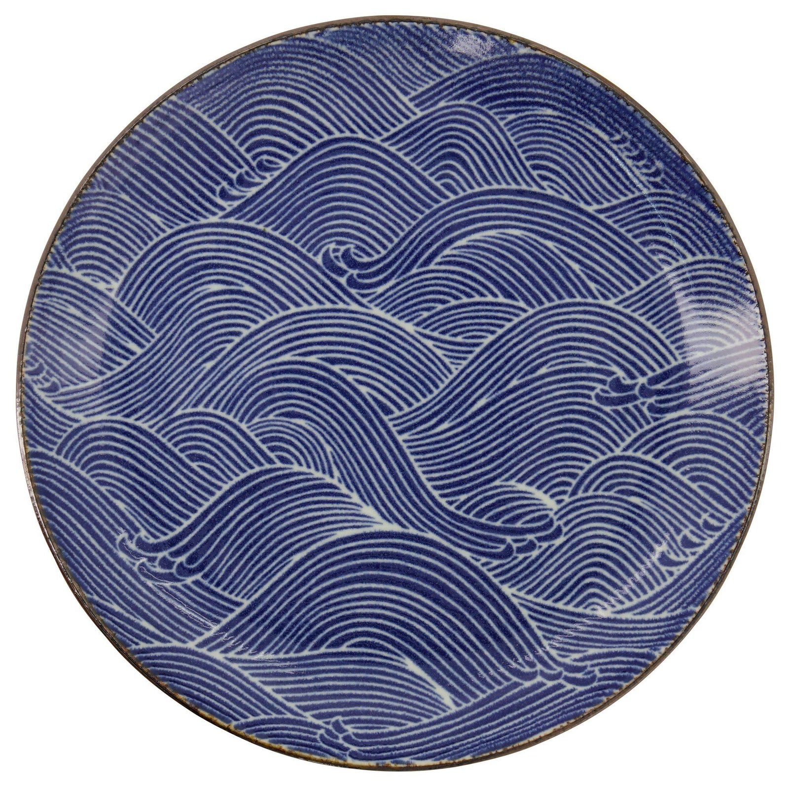 Tokyo design studio Tokyo design studio Seigaiha Blue tallerken 25 cm – close-up (Madtallerken)