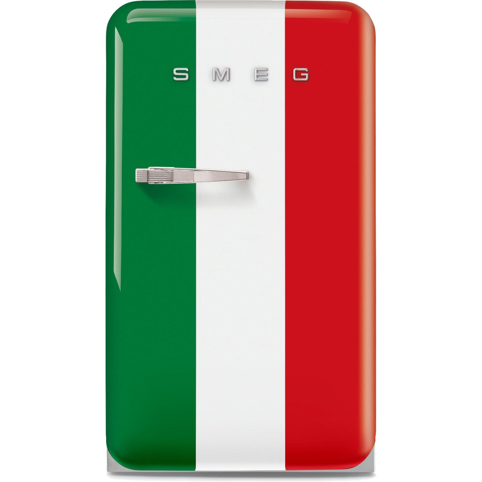 Smeg Smeg FAB10HRDIT6 kylskåp med flaskeopbevaring, det italiensk flag ❤ frontbillede (Køleskabe)