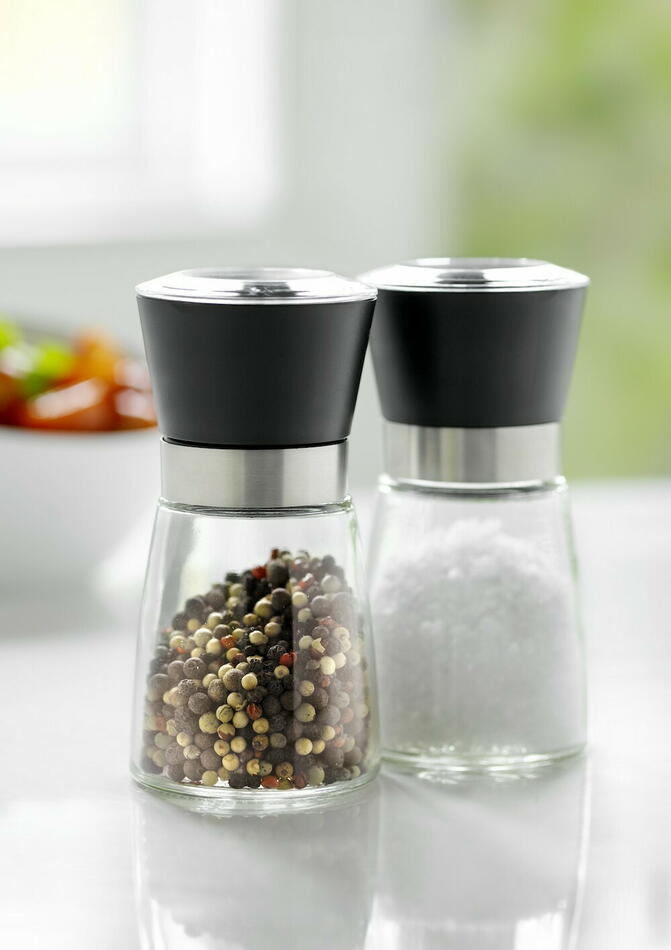 Produktbillede af Set 2 Salt/peberkværn Sort Låg på tilbud – premium kvalitet og detaljer