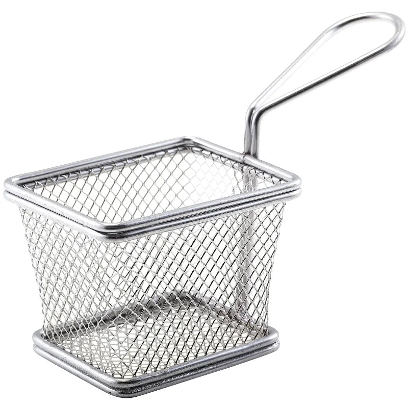 Mini Friturekurv Til Servering Af Pomfritter 10 X 8 X 7.5cm Rustfrit Stål