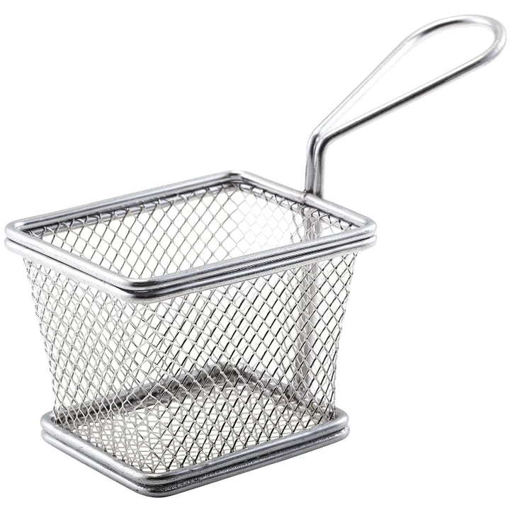 Mini Friturekurv Til Servering Af Pomfritter 10 X 8 X 7.5cm Rustfrit Stål