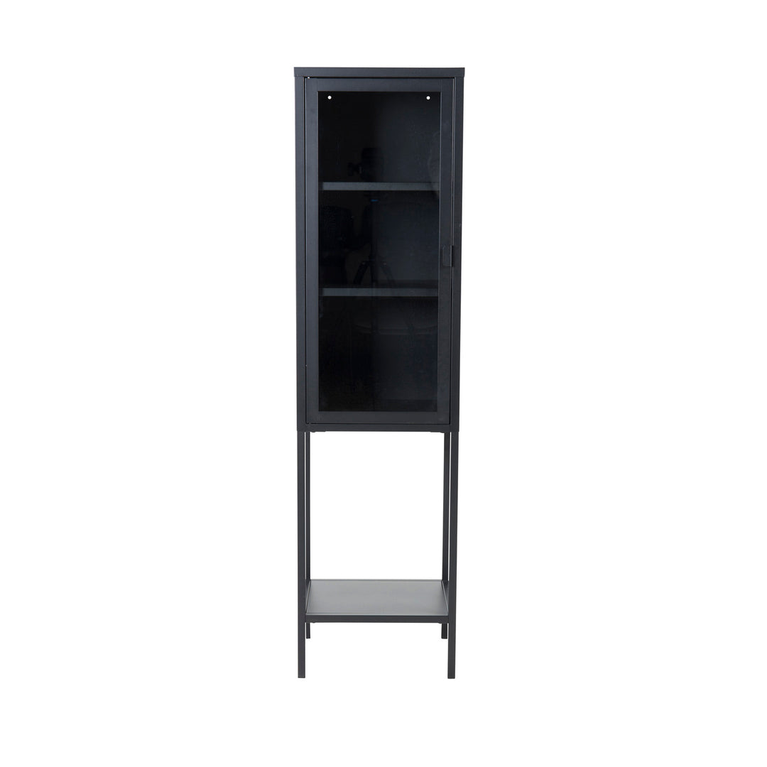 VENTURE DESIGN High Thin skab m. 1 låge og 3 hylder glas og sort stål