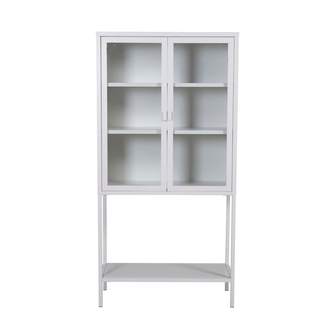 VENTURE DESIGN High Wide skab m. 2 låger og 3 hylder glas og hvid stål