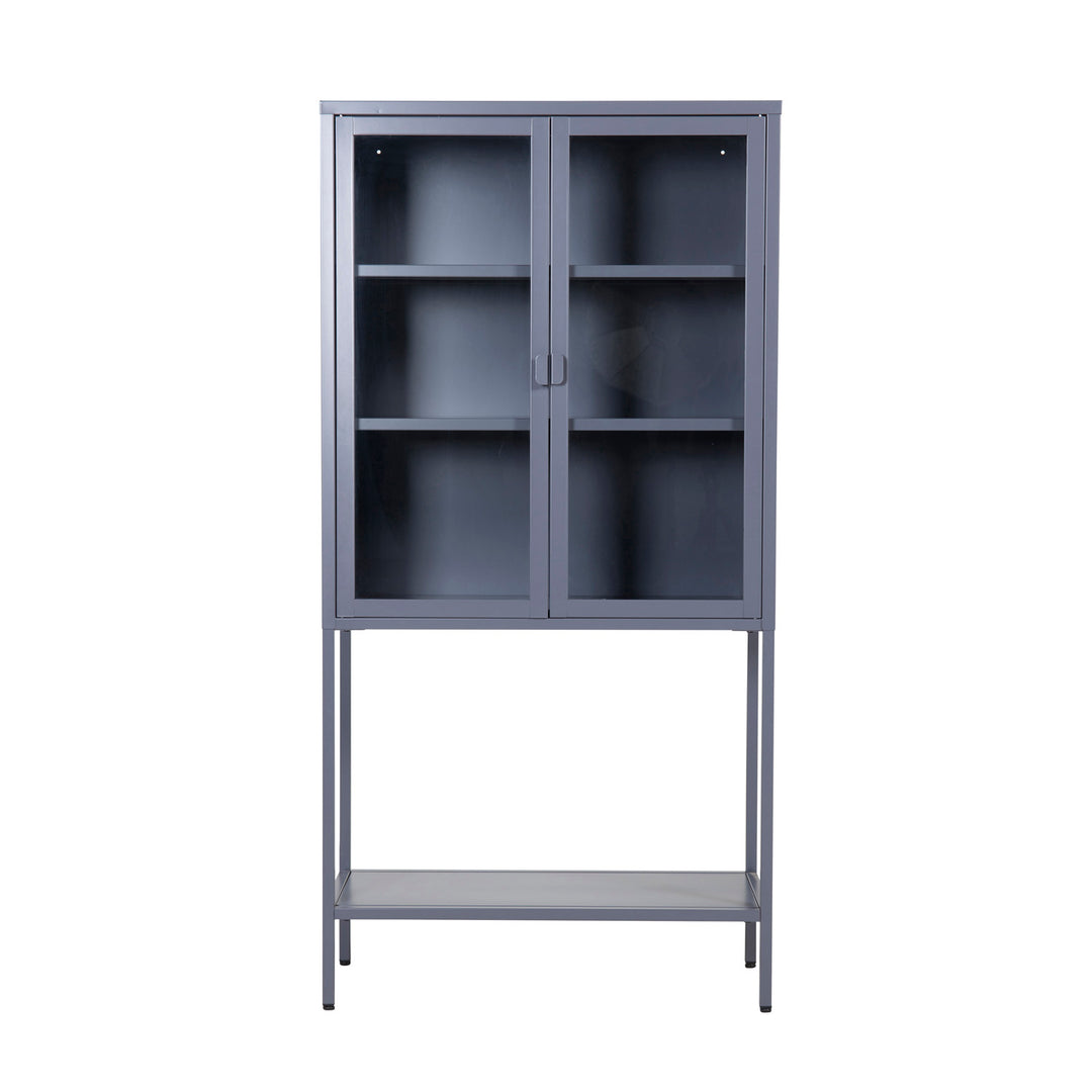 VENTURE DESIGN High Wide skab m. 2 låger og 3 hylder glas og gråt stål