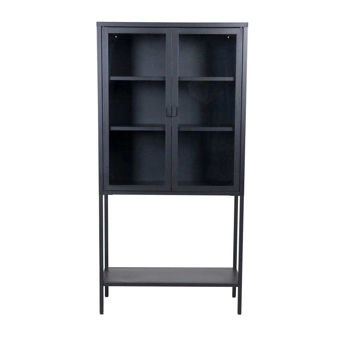 VENTURE DESIGN High Wide skab m. 2 låger og 3 hylder glas og sort stål