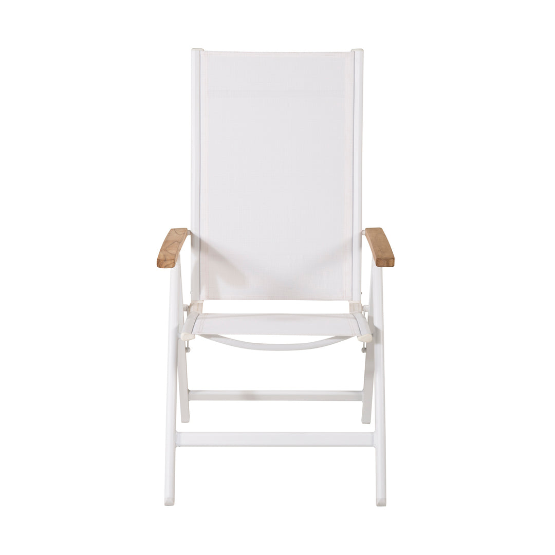 VENTURE DESIGN Panama Light 5 pos. havestol m. armlæn hvid textilene og aluminium natur teaktræ